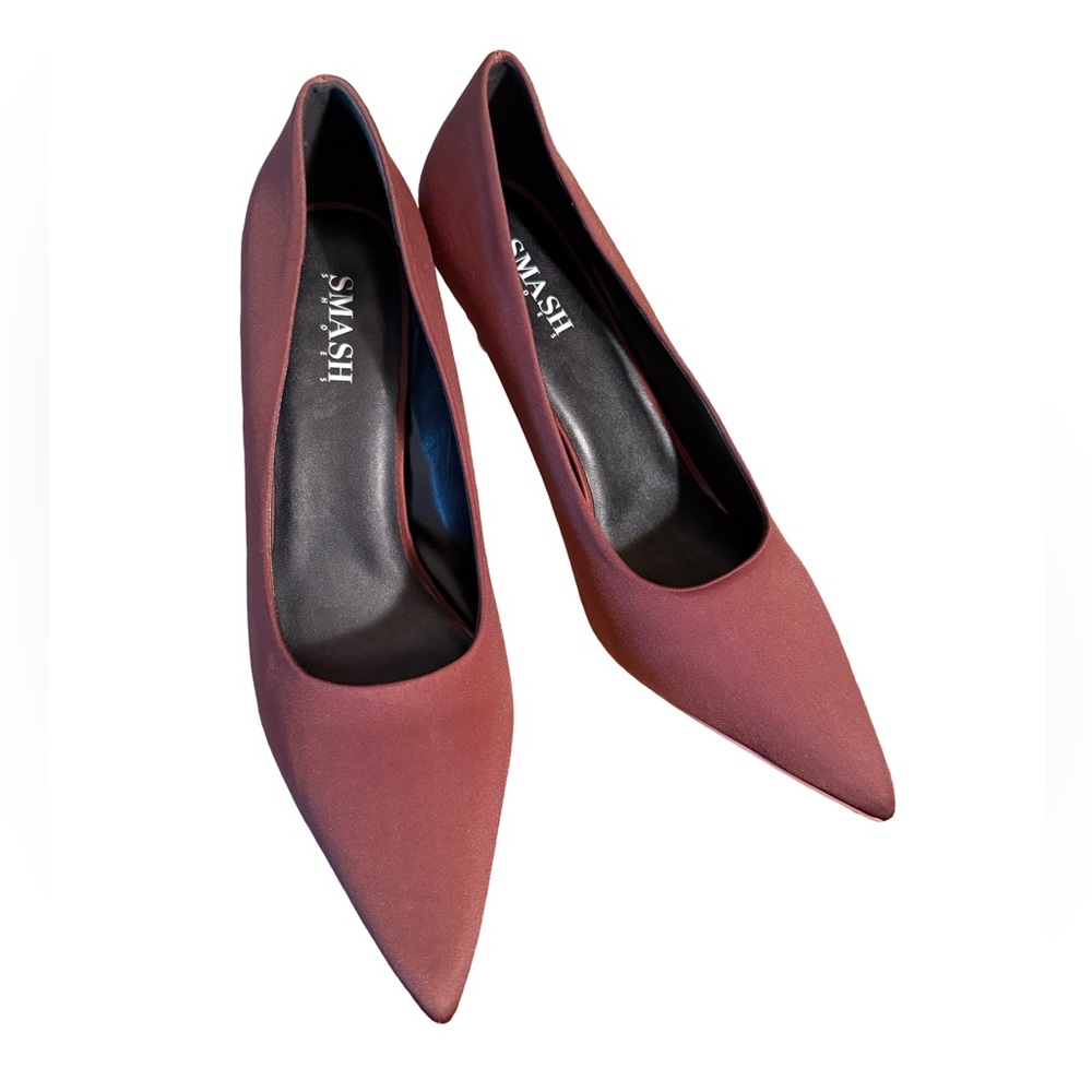Smash NWT Sz 14 Beautiful Chocolate Brown Satin Like Stiletto High Heels (SH254) - Picture 2 of 12